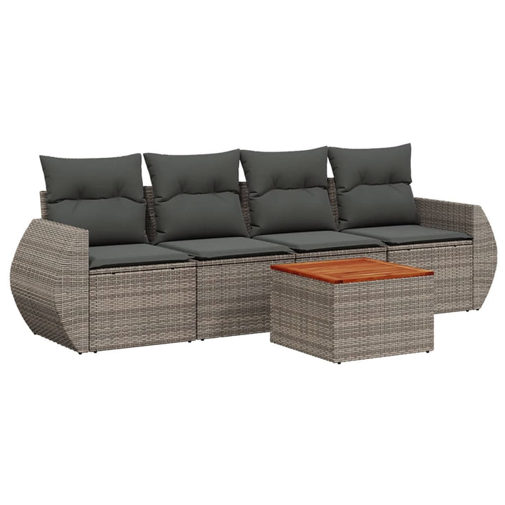 Set Canapea De Grădină Cu Perne, 5 Piese, , Poliratan