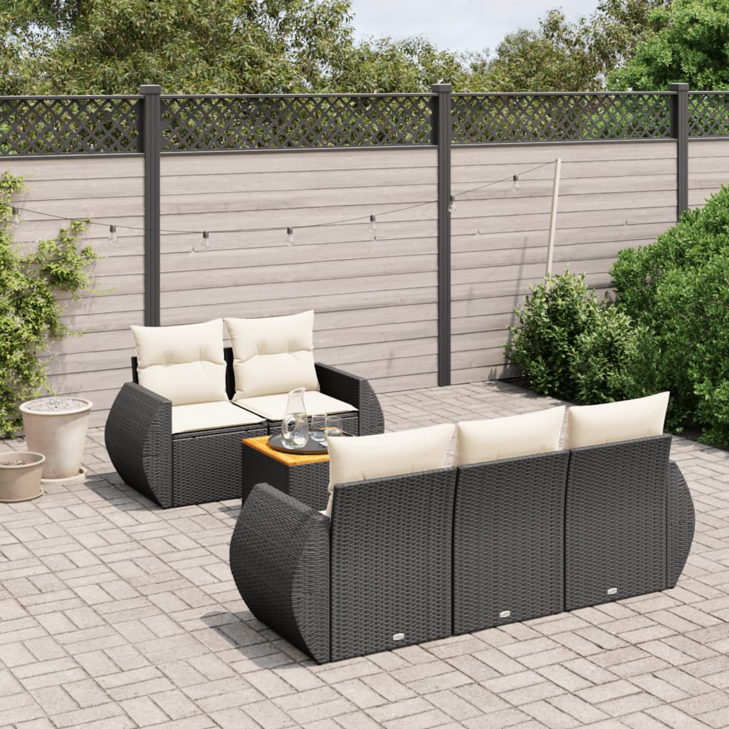 Set Mobilier De Grădină Cu Perne, 6 Piese, , Poliratan