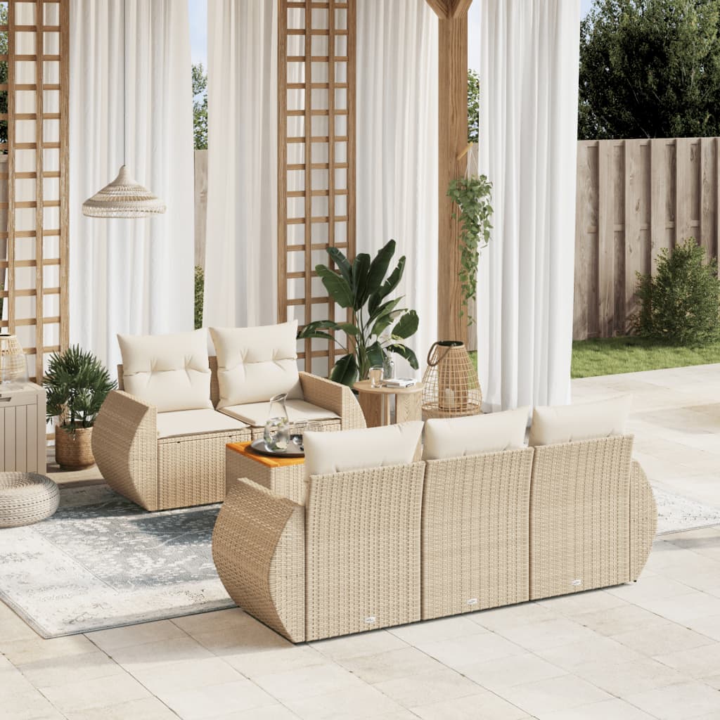 Set Mobilier De Grădină Cu Perne, 6 Piese, , Poliratan