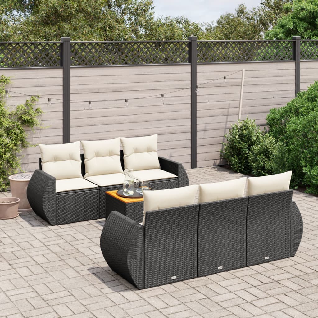 Set Canapele De Grădină Cu Perne, 7 Piese, , Poliratan