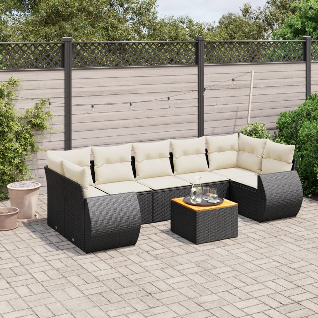 Set Mobilier De Grădină Cu Perne, 8 Piese, , Poliratan