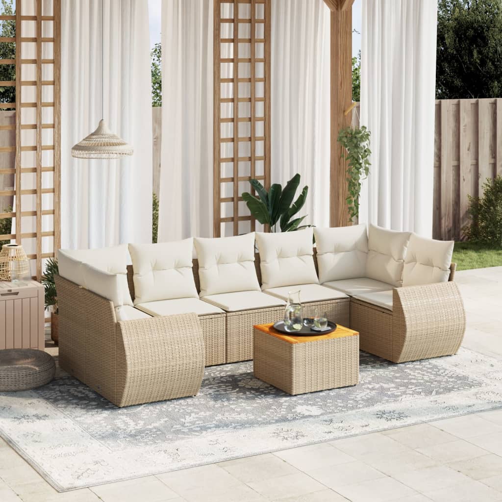 Set Mobilier De Grădină Cu Perne, 8 Piese, , Poliratan