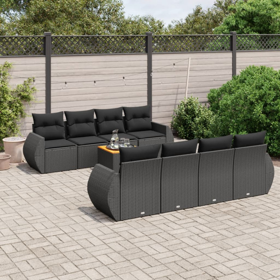 Set Mobilier De Grădină Cu Perne, 9 Piese, , Poliratan