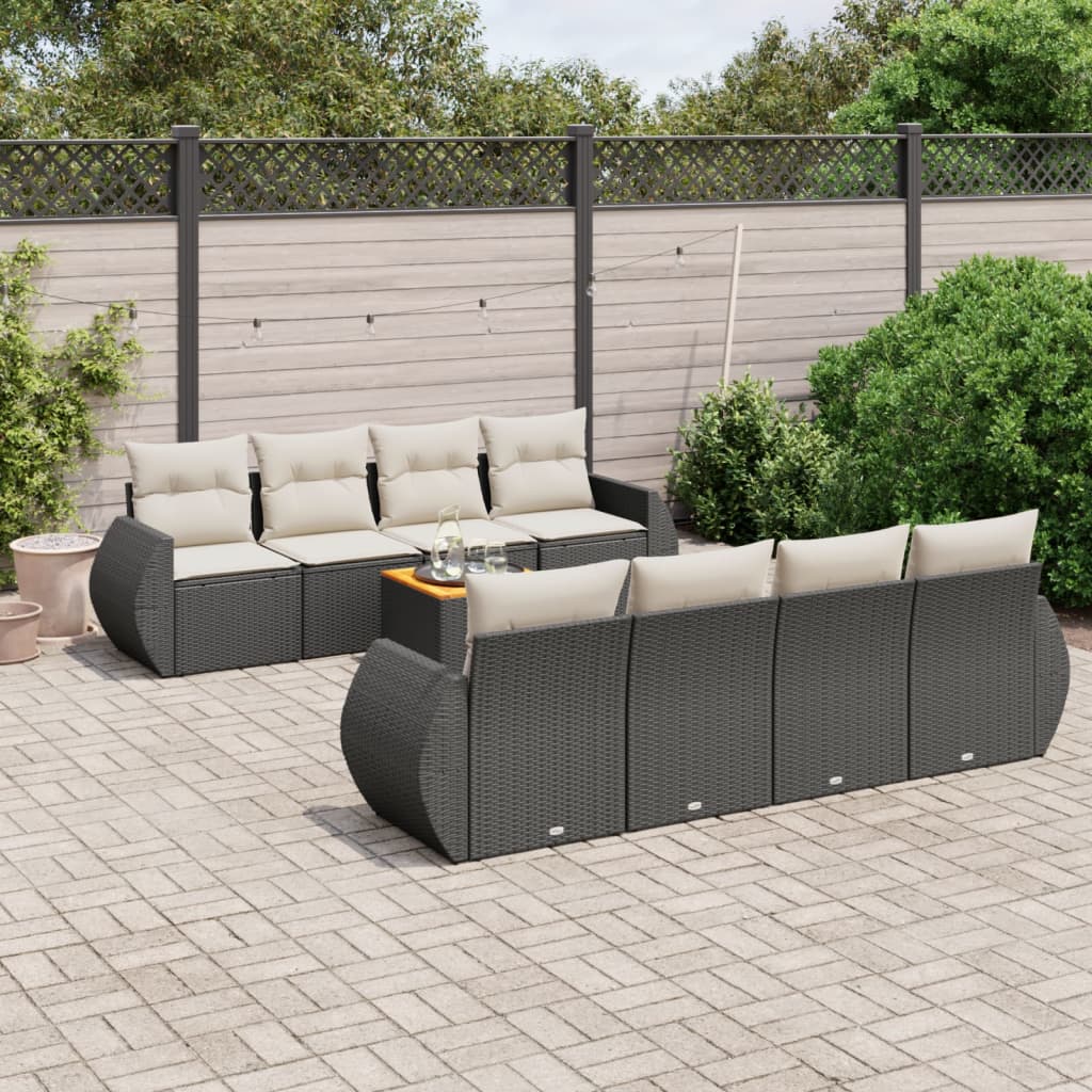 Set Mobilier De Grădină Cu Perne, 9 Piese, , Poliratan