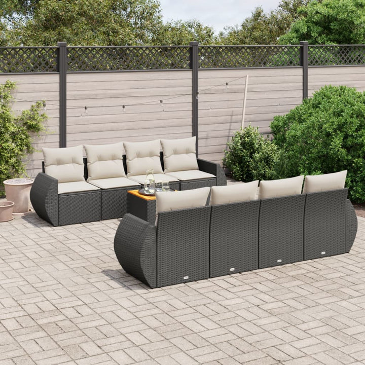 Set Mobilier De Grădină Cu Perne, 9 Piese, , Poliratan