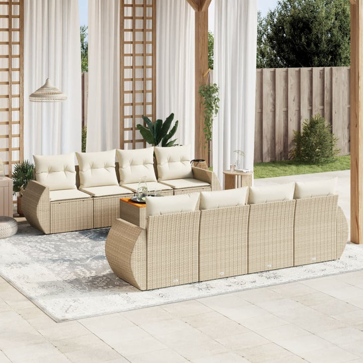 Set Mobilier De Grădină Cu Perne, 9 Piese, , Poliratan