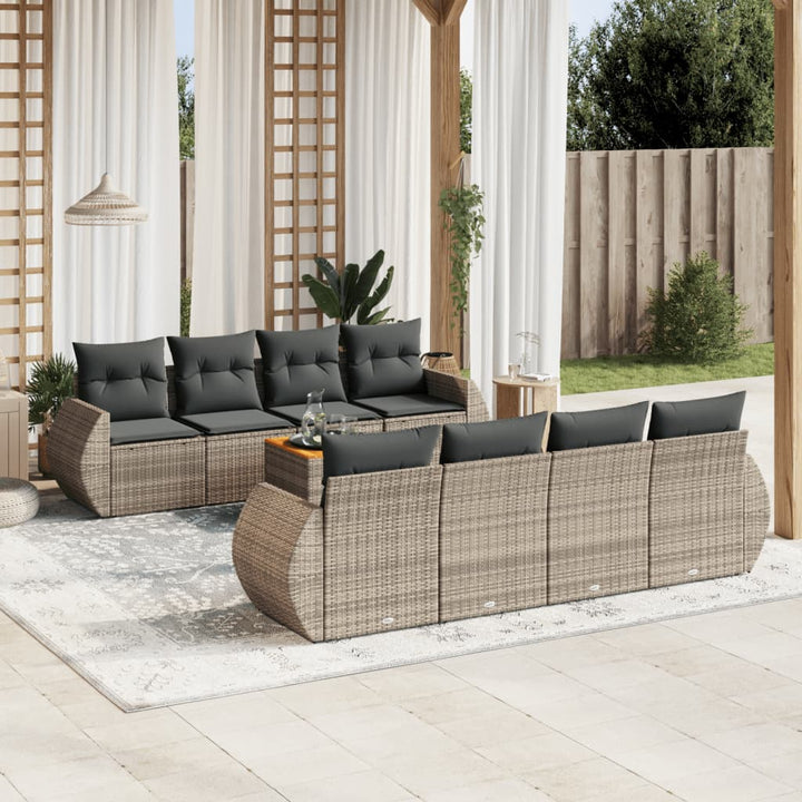 Set Mobilier De Grădină Cu Perne, 9 Piese, , Poliratan
