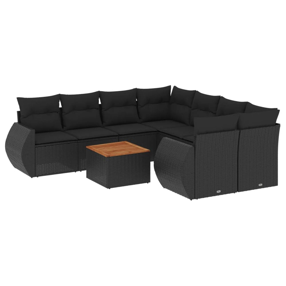 Set Mobilier De Grădină Cu Perne, 9 Piese, , Poliratan
