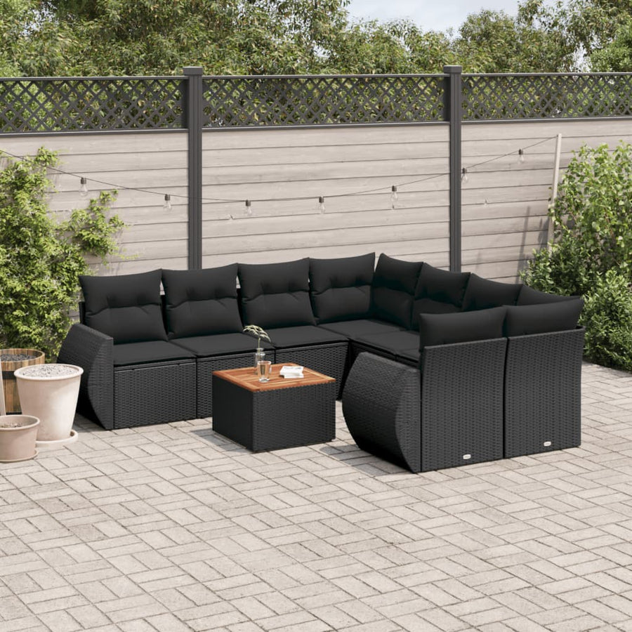 Set Mobilier De Grădină Cu Perne, 9 Piese, , Poliratan