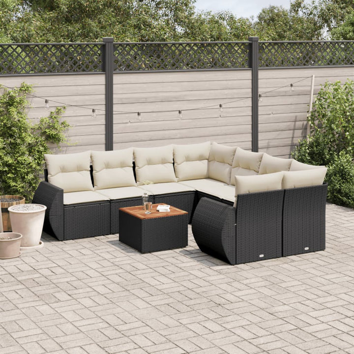 Set Mobilier De Grădină Cu Perne, 9 Piese, , Poliratan