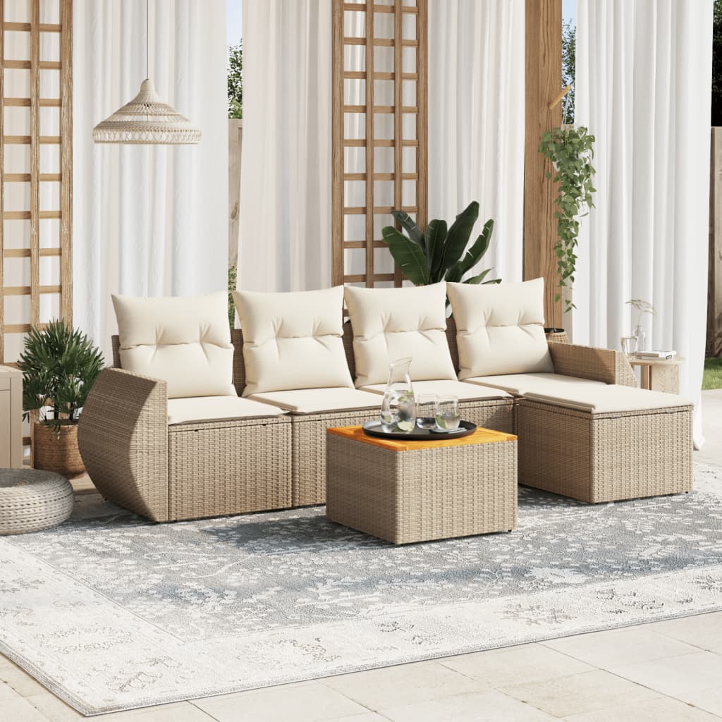 Set Mobilier De Grădină Cu Perne, 6 Piese, , Poliratan