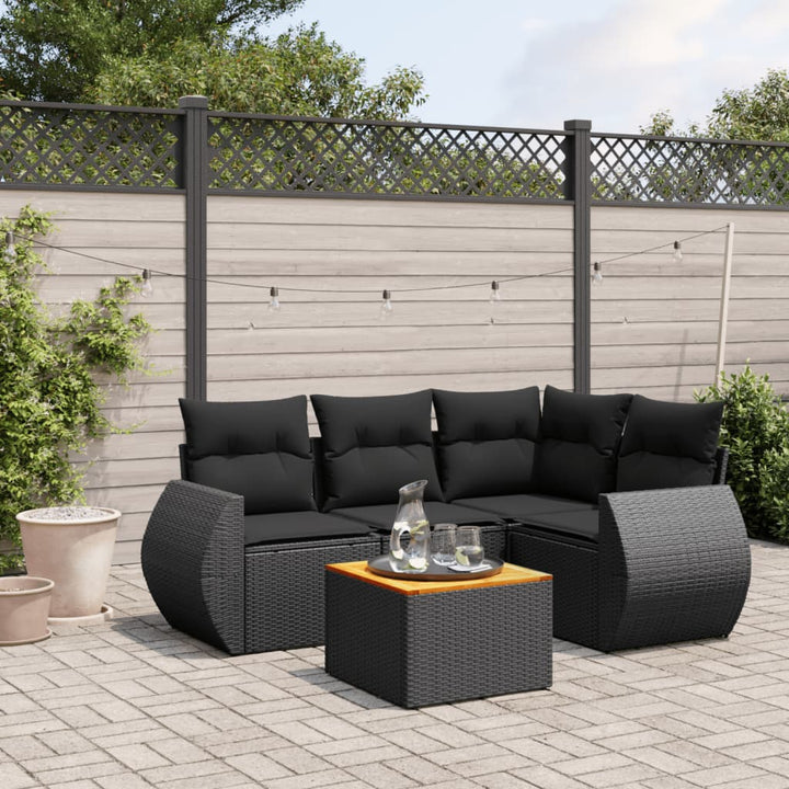 Set Canapea De Grădină Cu Perne, 5 Piese, , Poliratan