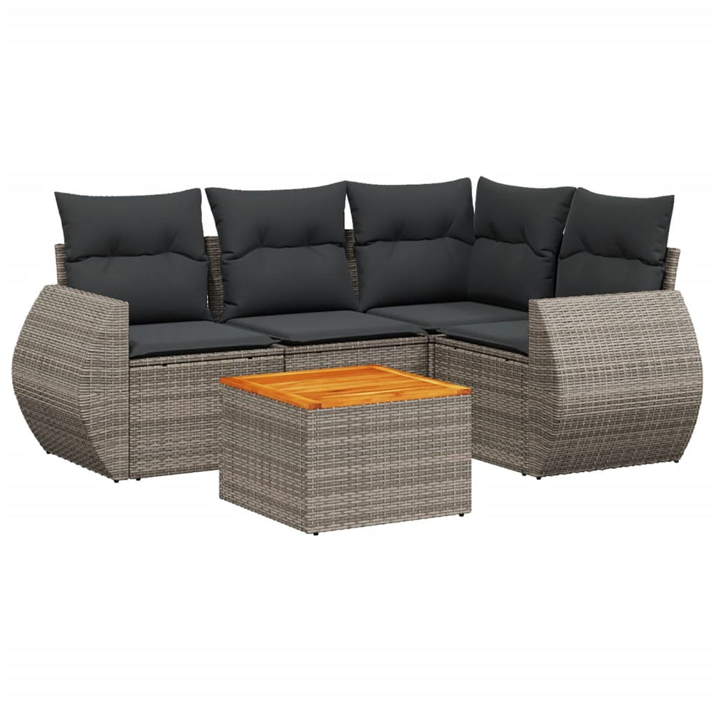 Set Canapea De Grădină Cu Perne, 5 Piese, , Poliratan