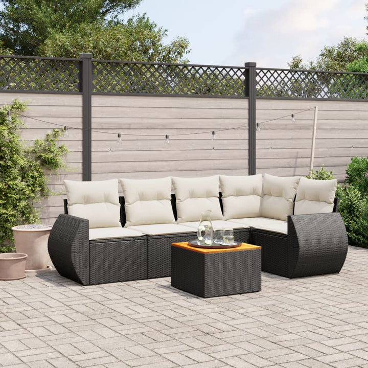 Set Mobilier Grădină Cu Perne, 6 Piese, , Poliratan
