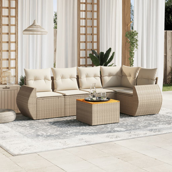 Set Mobilier Grădină Cu Perne, 6 Piese, , Poliratan