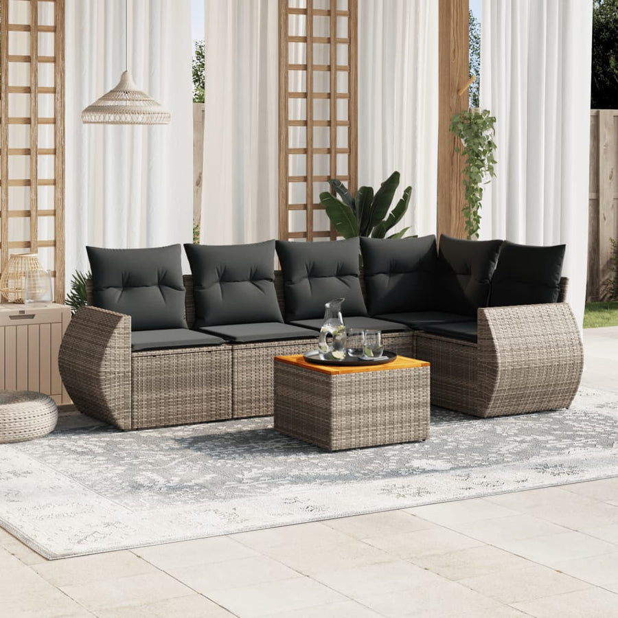 Set Mobilier Grădină Cu Perne, 6 Piese, , Poliratan