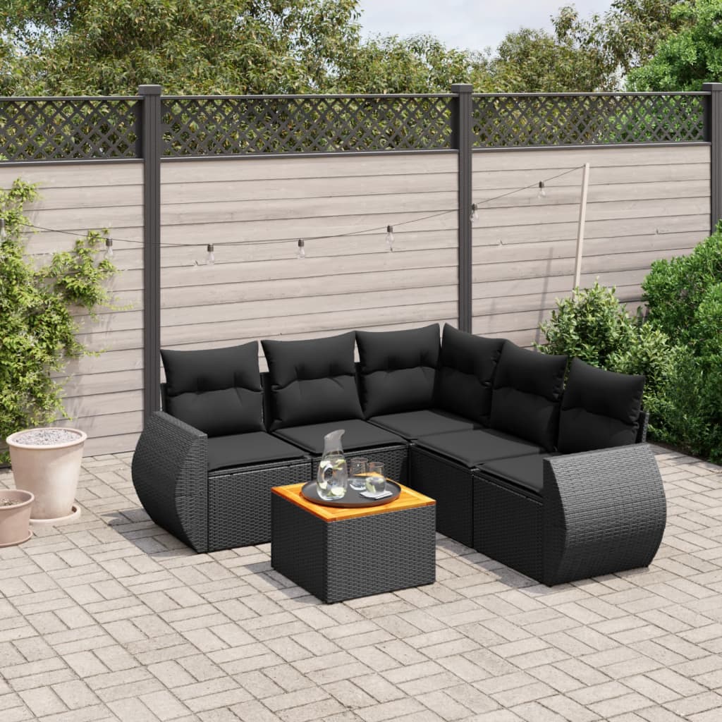 Set Mobilier Grădină Cu Perne, 6 Piese, , Poliratan