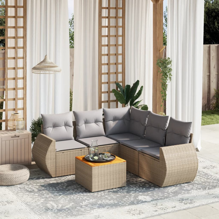 Set Mobilier Grădină Cu Perne, 6 Piese, , Poliratan