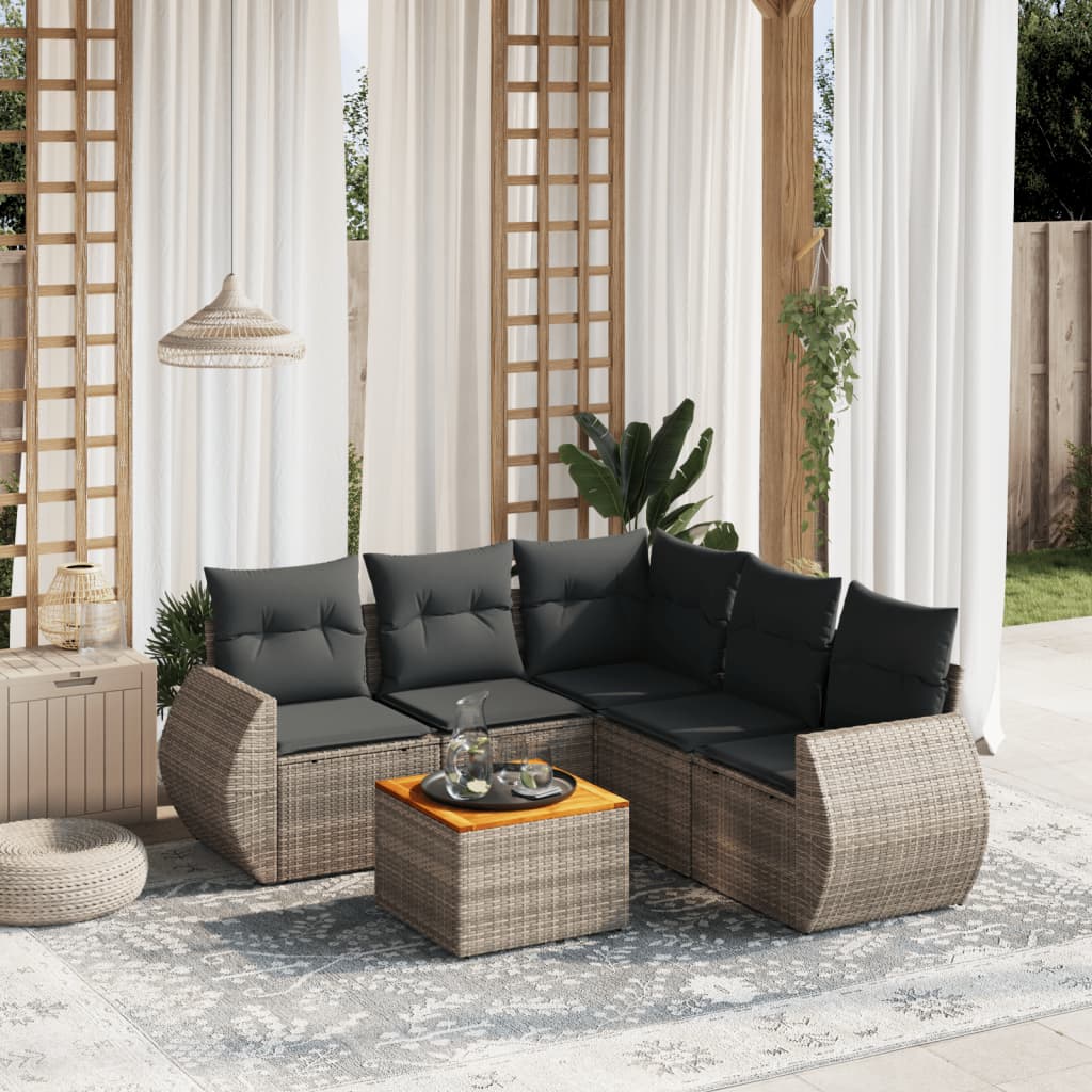 Set Mobilier Grădină Cu Perne, 6 Piese, , Poliratan