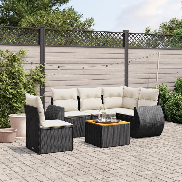 Set Mobilier Grădină Cu Perne, 6 Piese, , Poliratan