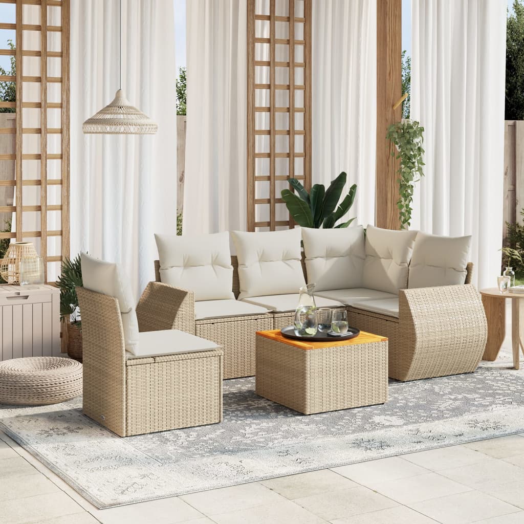 Set Mobilier Grădină Cu Perne, 6 Piese, , Poliratan