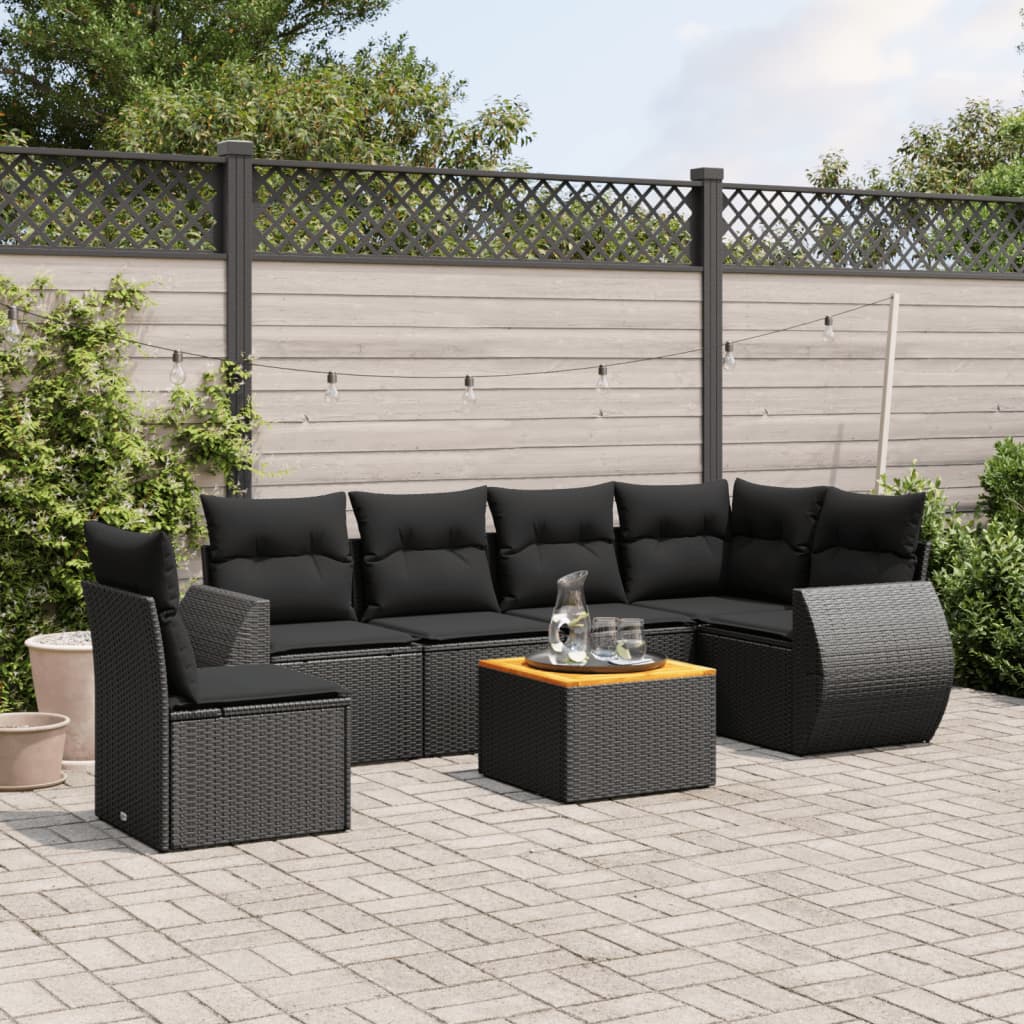 Set Canapele De Grădină, 7 Piese, Cu Perne, , Poliratan