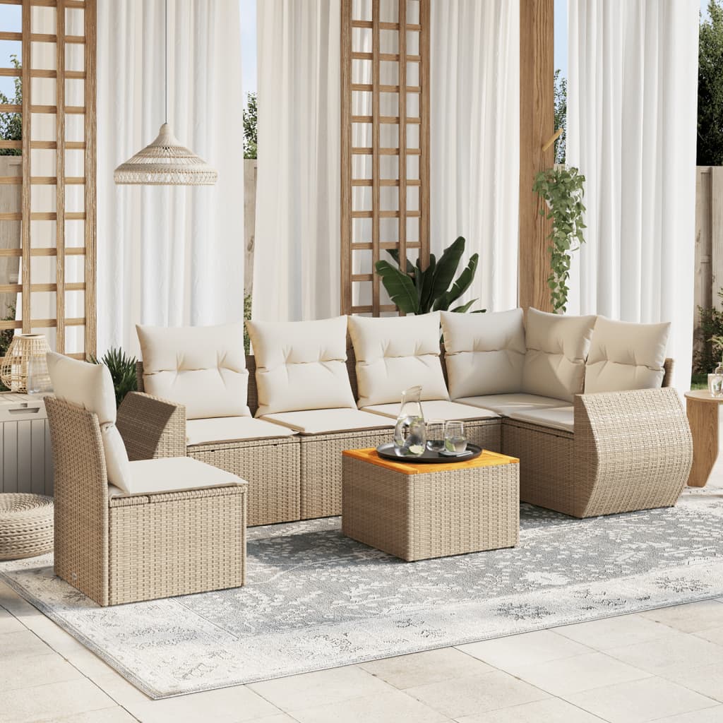 Set Canapele De Grădină, 7 Piese, Cu Perne, , Poliratan