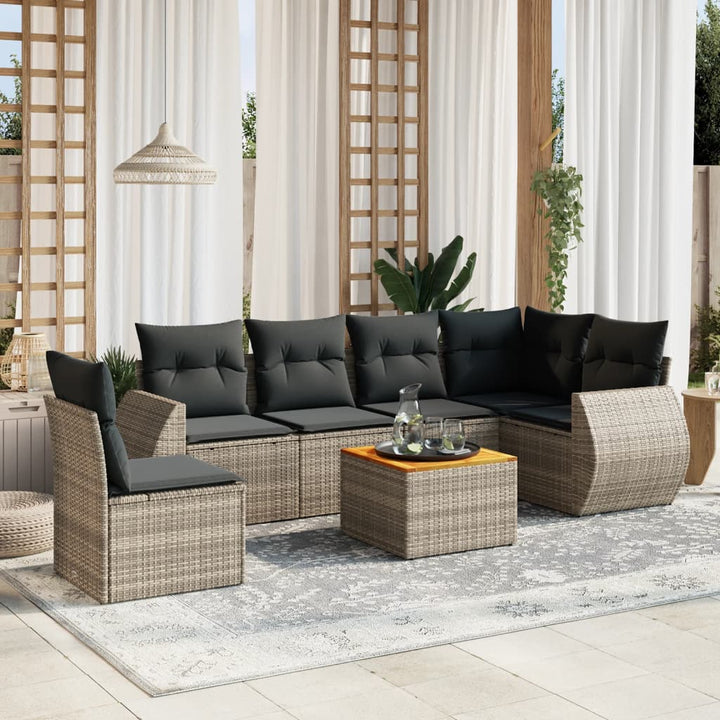 Set Canapele De Grădină, 7 Piese, Cu Perne, , Poliratan