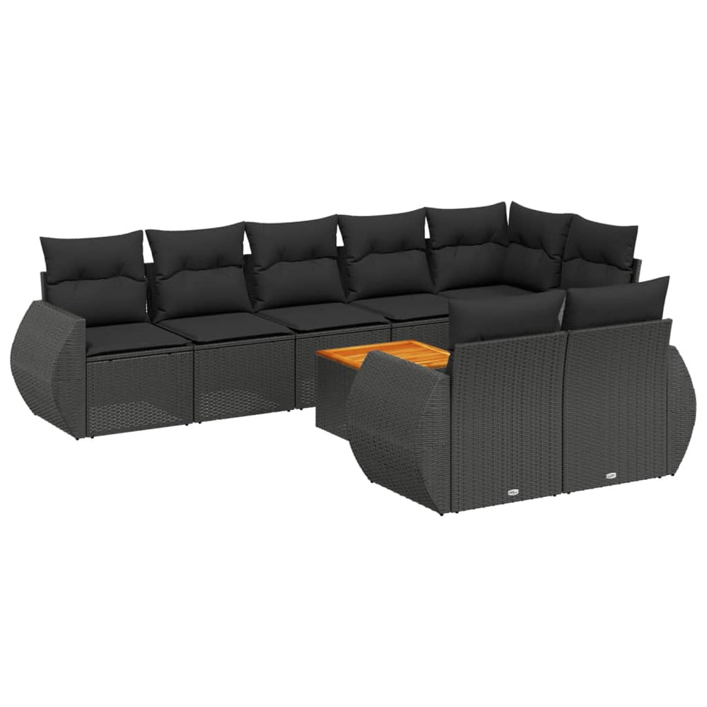 Set Mobilier De Grădină Cu Perne, 9 Piese, , Poliratan