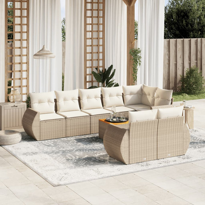 Set Mobilier De Grădină Cu Perne, 9 Piese, , Poliratan