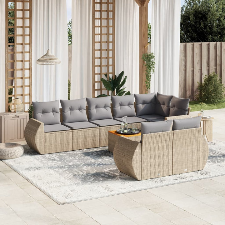 Set Mobilier De Grădină Cu Perne, 9 Piese, , Poliratan