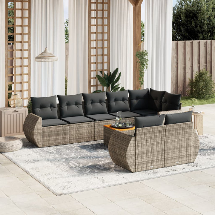 Set Mobilier De Grădină Cu Perne, 9 Piese, , Poliratan