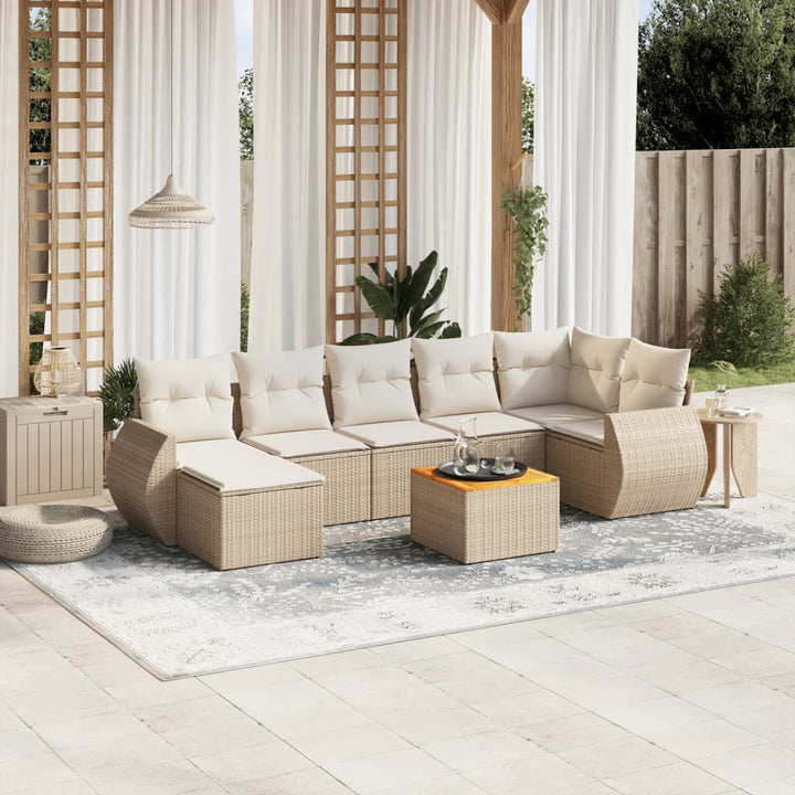 Set Mobilier De Grădină Cu Perne, 8 Piese, , Poliratan