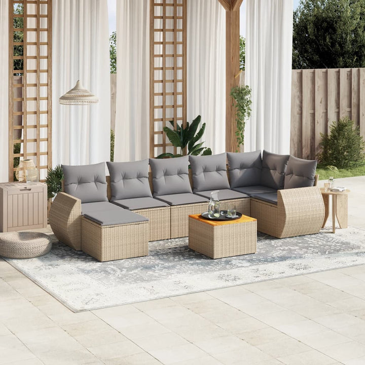 Set Mobilier De Grădină Cu Perne, 8 Piese, , Poliratan