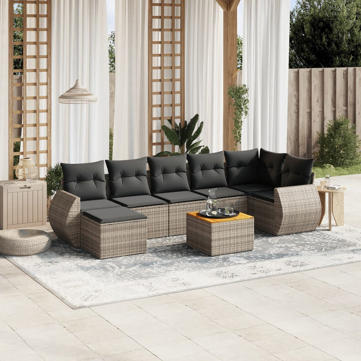 Set Mobilier De Grădină Cu Perne, 8 Piese, , Poliratan