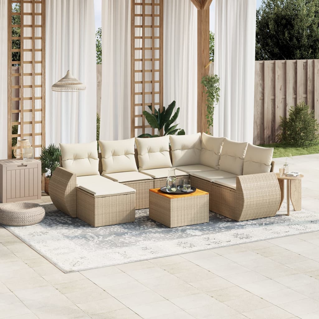 Set Mobilier De Grădină Cu Perne, 8 Piese, , Poliratan