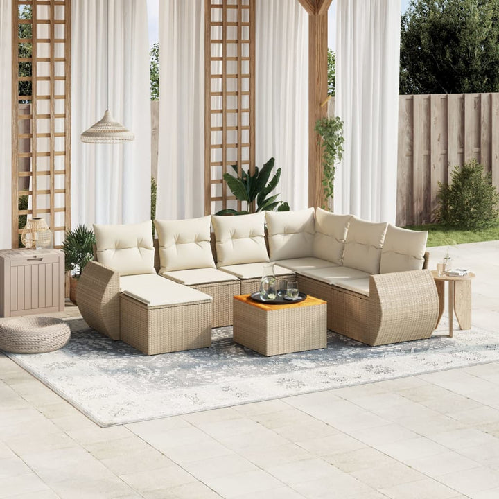 Set Mobilier De Grădină Cu Perne, 8 Piese, , Poliratan