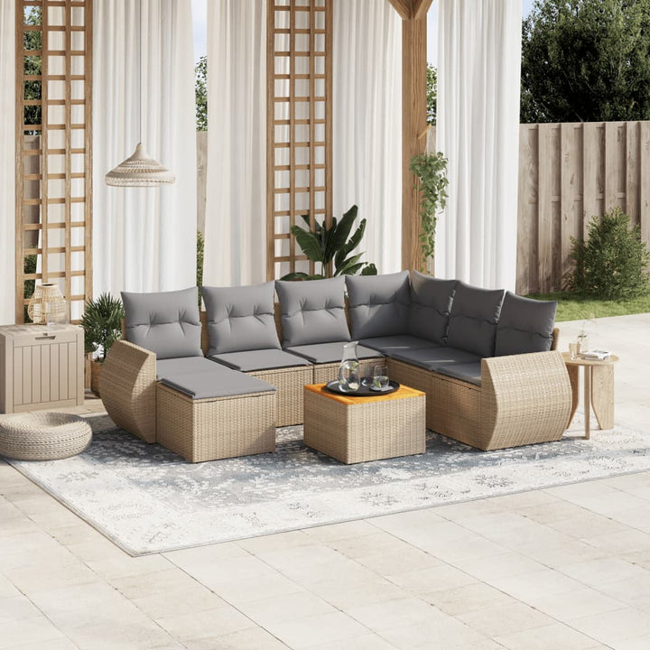 Set Mobilier De Grădină Cu Perne, 8 Piese, , Poliratan