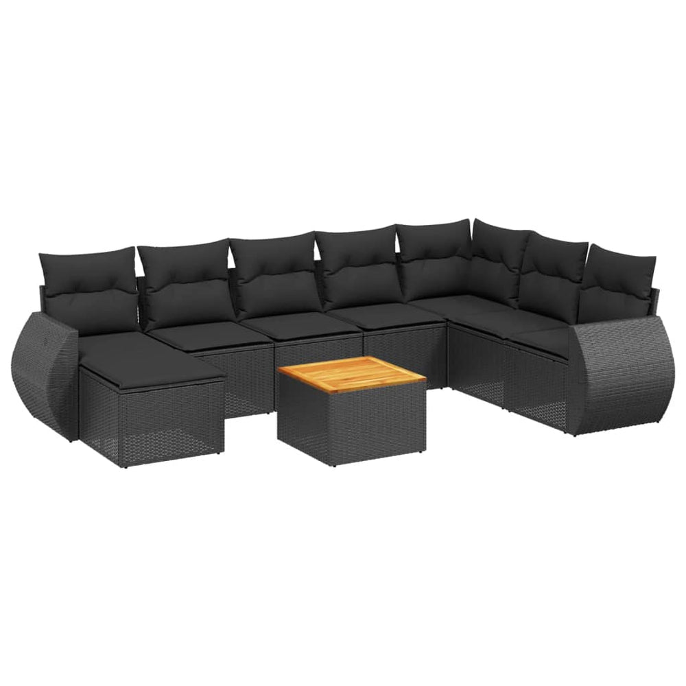 Set Mobilier De Grădină Cu Perne, 9 Piese, , Poliratan