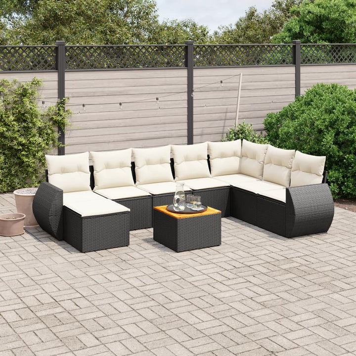 Set Mobilier De Grădină Cu Perne, 9 Piese, , Poliratan