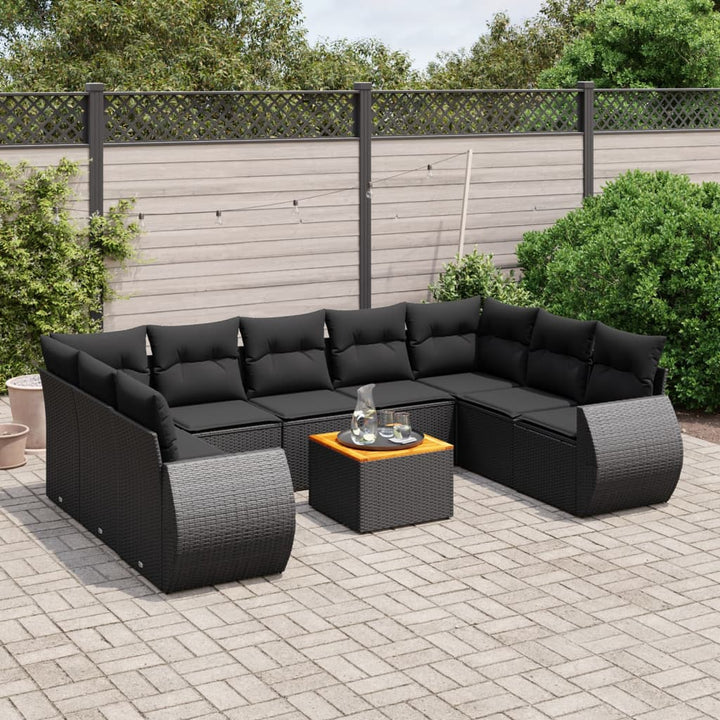 Set Mobilier De Grădină Cu Perne, 10 Piese, , Poliratan