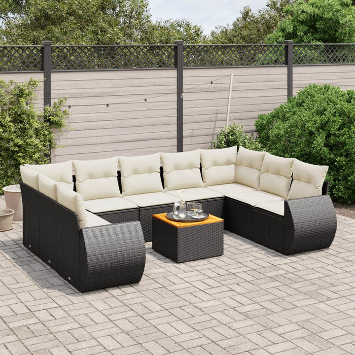 Set Mobilier De Grădină Cu Perne, 10 Piese, , Poliratan