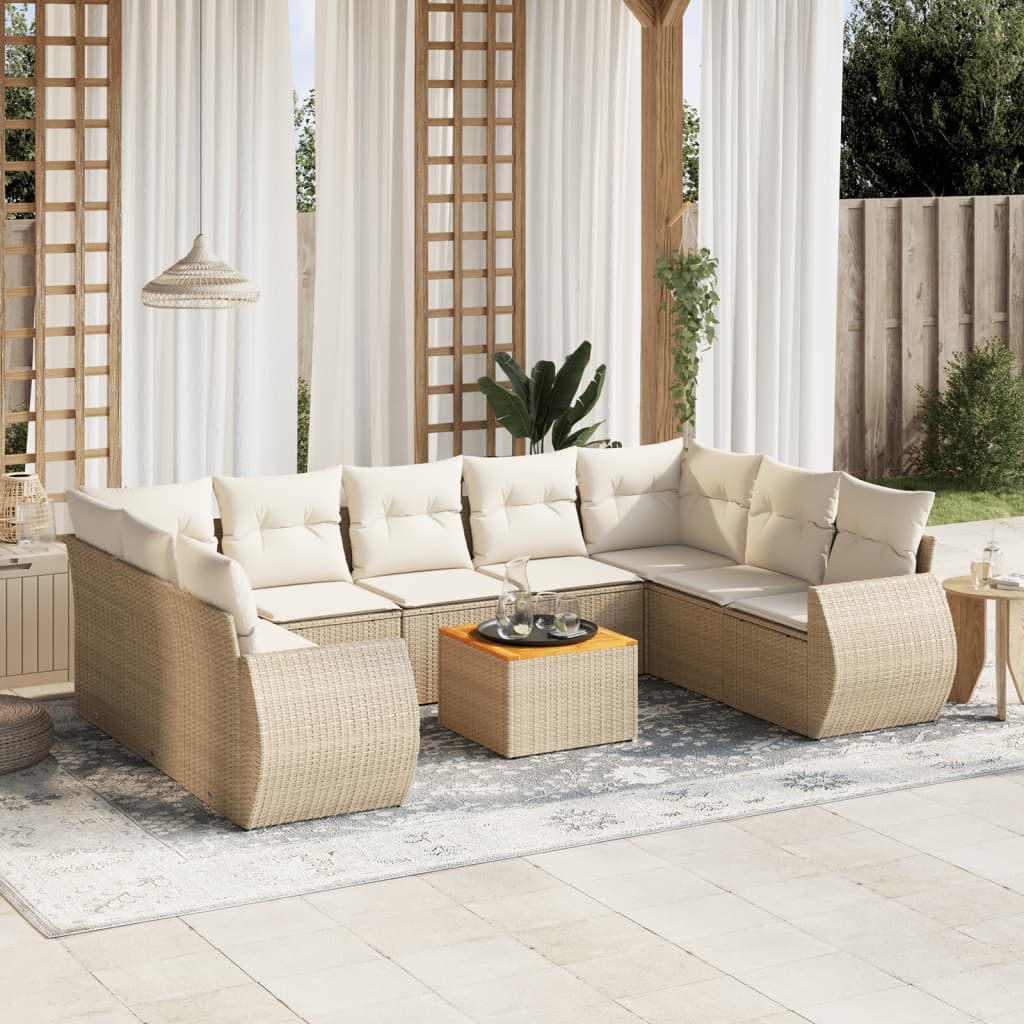 Set Mobilier De Grădină Cu Perne, 10 Piese, , Poliratan