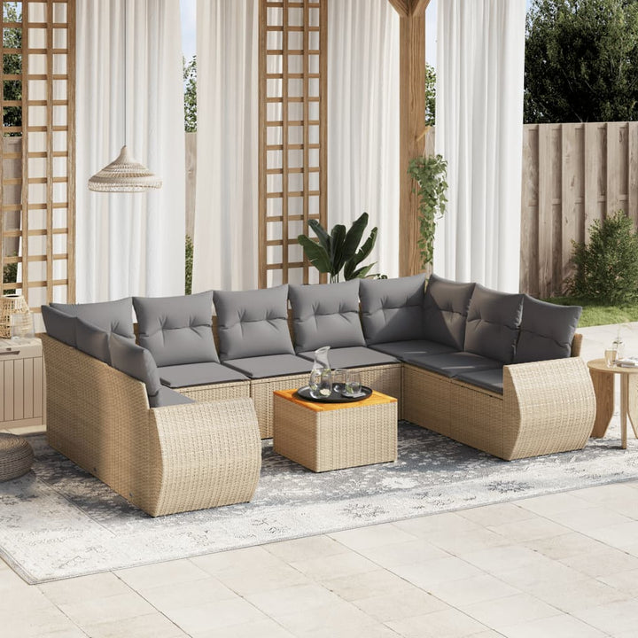 Set Mobilier De Grădină Cu Perne, 10 Piese, , Poliratan