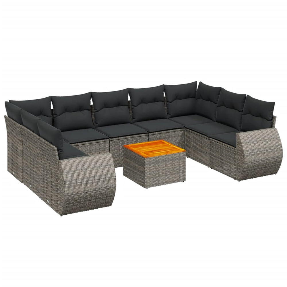 Set Mobilier De Grădină Cu Perne, 10 Piese, , Poliratan