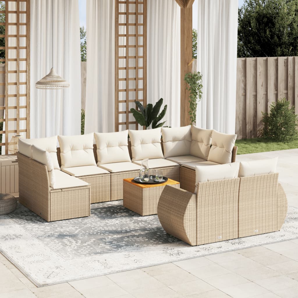 Set Mobilier De Grădină Cu Perne, 10 Piese, , Poliratan