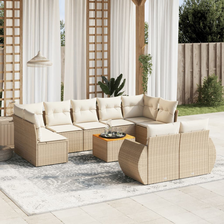Set Mobilier De Grădină Cu Perne, 10 Piese, , Poliratan
