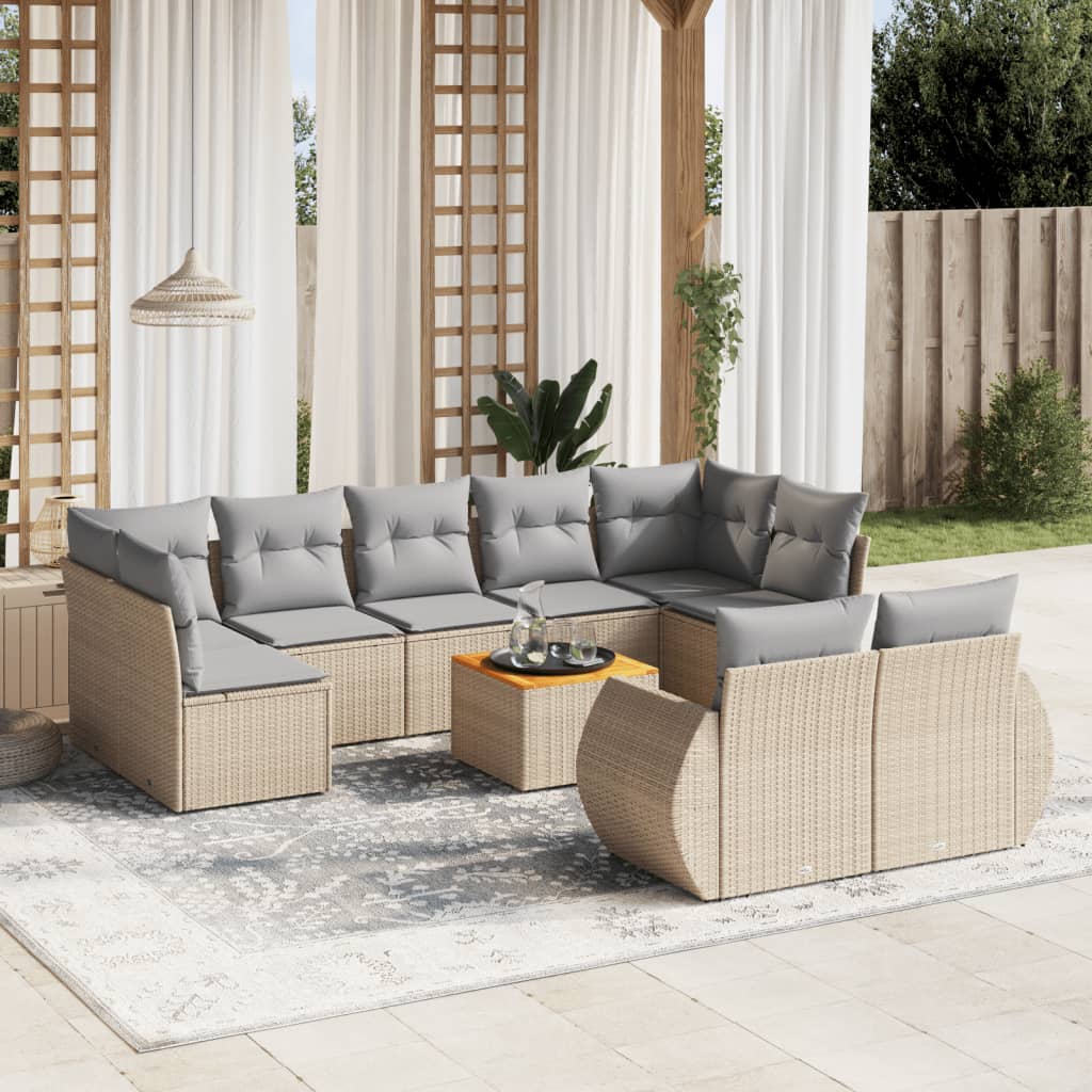 Set Mobilier De Grădină Cu Perne, 10 Piese, , Poliratan