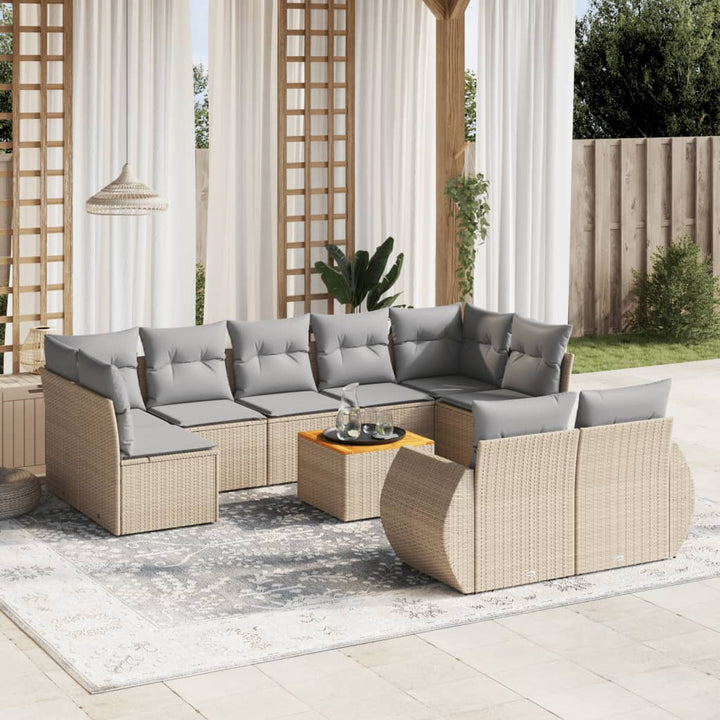Set Mobilier De Grădină Cu Perne, 10 Piese, , Poliratan