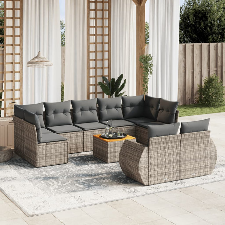 Set Mobilier De Grădină Cu Perne, 10 Piese, , Poliratan